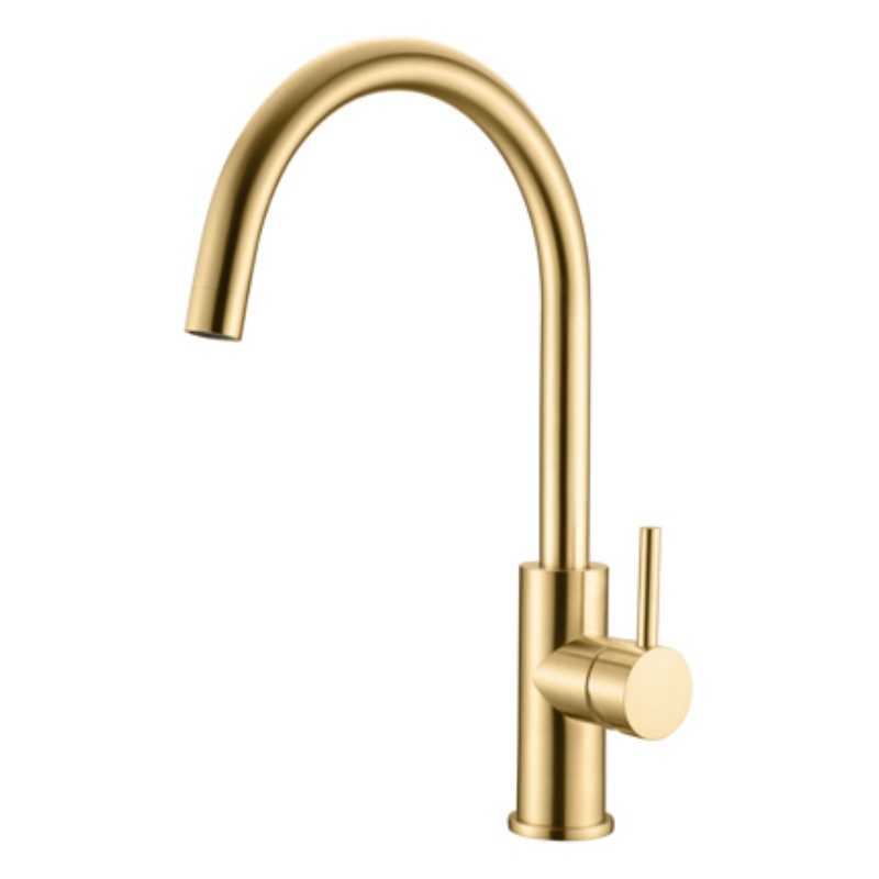 Gold-Colored Spring Stainless Steel Strip Pull-out Function Kitchen Sink Faucet