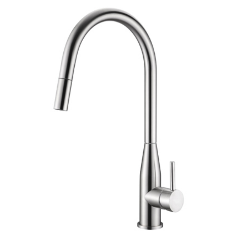Brushed Gold Stainless Steel and Brass Kitchen Sink Mixer Faucet