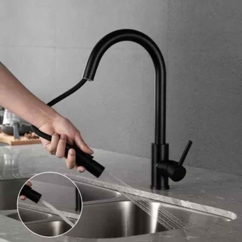 Sleek Black Brass Bathroom Mixer Faucet for Modern Spaces