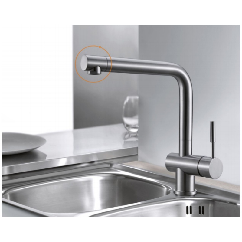 Gunmetal Stainless Steel and Brass Hammered Kitchen Sink Mixer Faucet