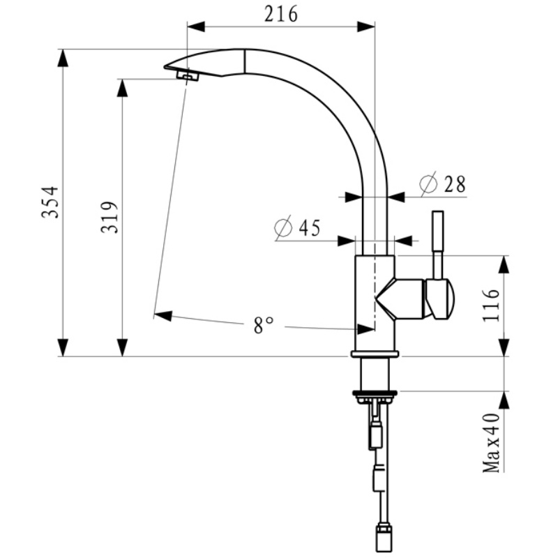 Household Kitchen 304 Stainless Steel Lead-Free Sink Faucet