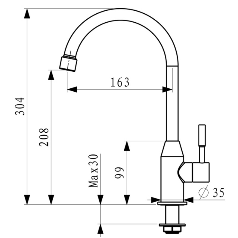 Kitchen Sink 304 Stainless Steel Two Water Modes Faucet