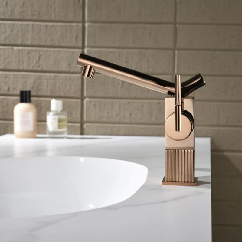 Affordable Smooth Line Bathroom Basin Design Fashionable Brass Faucet