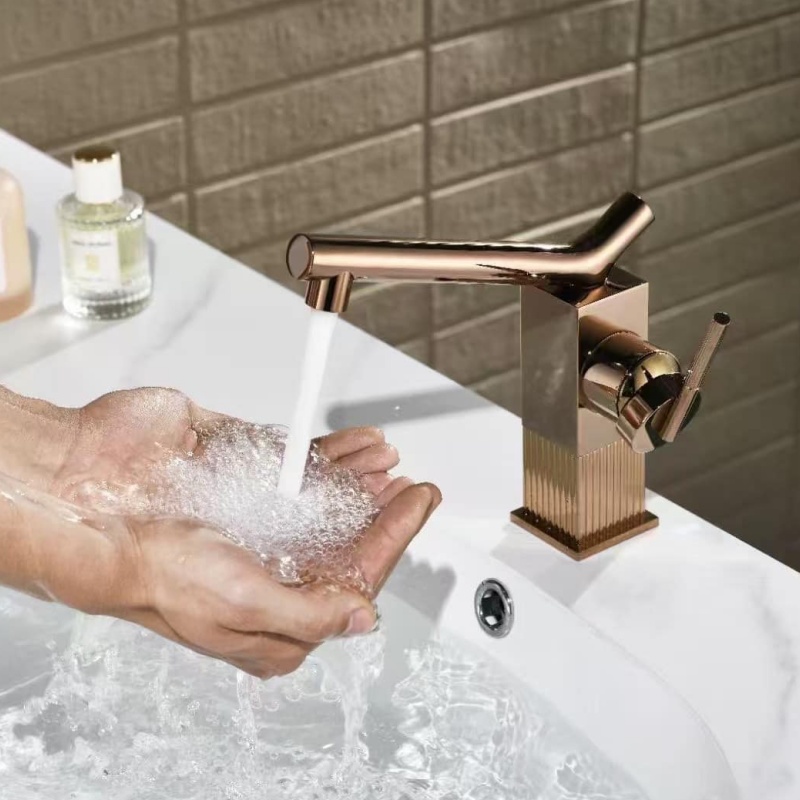 Elegant Brass Hot and Cold Water Basin Bathroom Sink Mixer Faucet