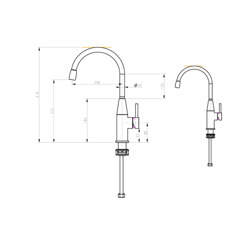 Brushed Gold Popular Stainless Steel Kitchen Sink Faucet for Export