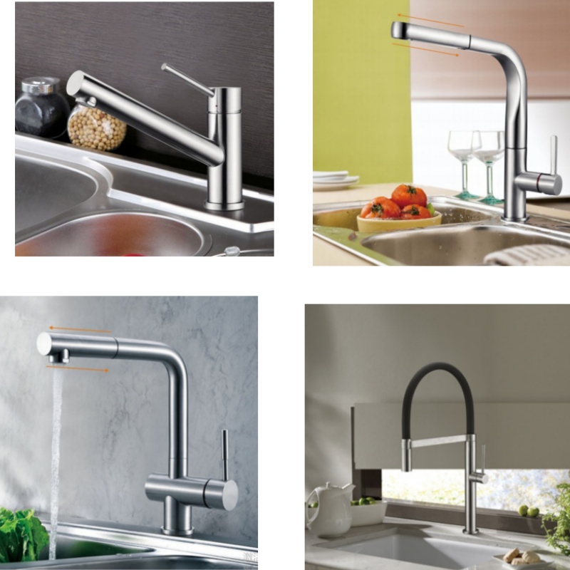 Solid Brass Pull-out Kitchen Faucet, Instant Hot Water Kitchen Sink Mixer Water Tap