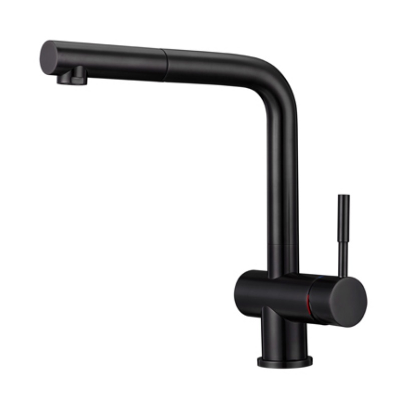 Gold-Colored Spring Stainless Steel Strip Pull-out Function Kitchen Sink Faucet