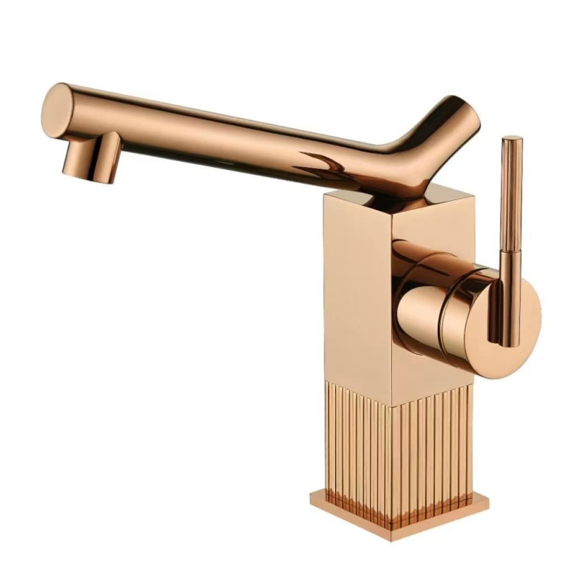 Affordable Smooth Line Bathroom Basin Design Fashionable Brass Faucet