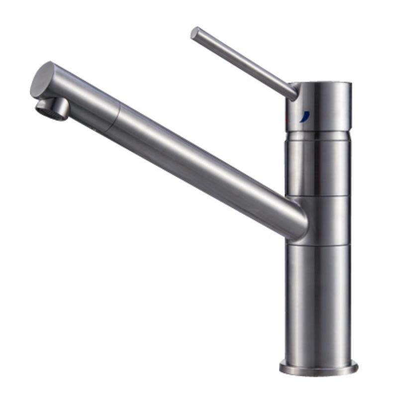 Stainless Steel and Brass Hammered Kitchen Sink Mixer Faucet