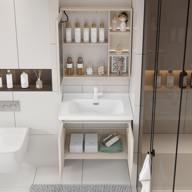 Matte Finish PVC Bathroom Cabinet with Spacious Internal Shelves