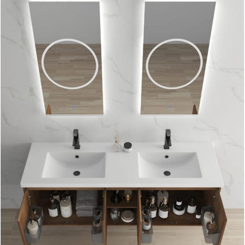 Durable Home Furniture LED Light Sanitary Ware Bathroom Cabinet with Basin