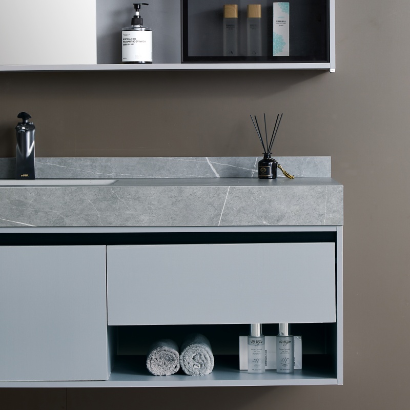 Custom Handles Curved Wall Hung Bathroom Vanity Timber Wooden Arc Bathroom Cabinet
