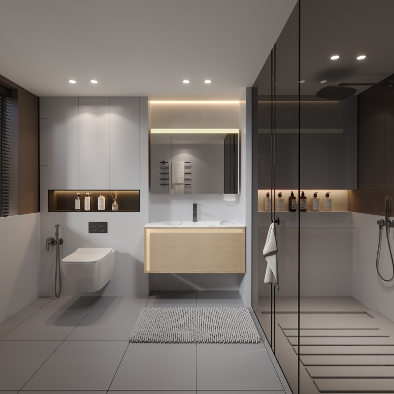 Modern Elegant PVC Bathroom Storage Cabinet for Small Spaces