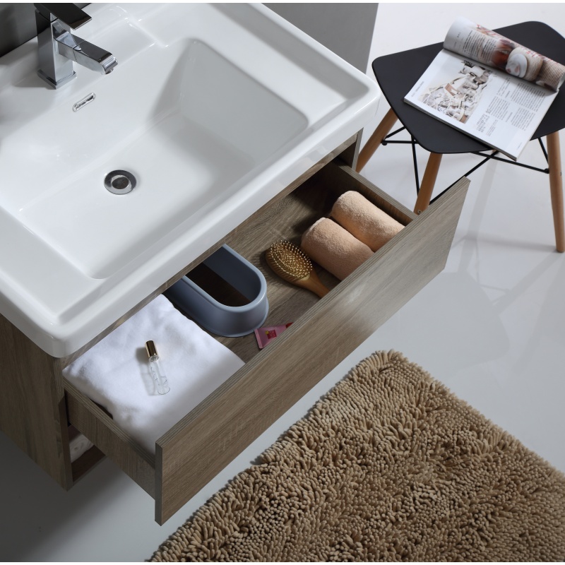 Sanitary Ware Wall Mounted Two Drawer PVC Washbasin Bathroom Cabinet with Handles