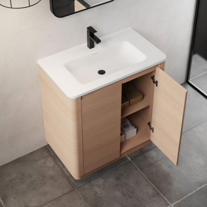 Durable Home Furniture LED Light Sanitary Ware Bathroom Cabinet with Basin