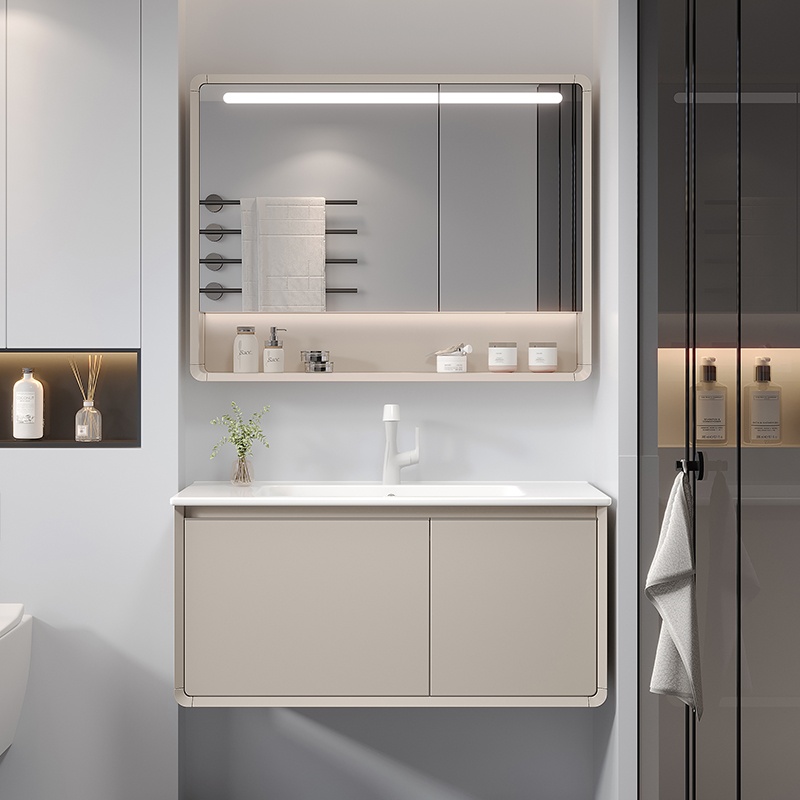 Stylish PVC Bathroom Vanity Featuring Water Baffle Edge Sink