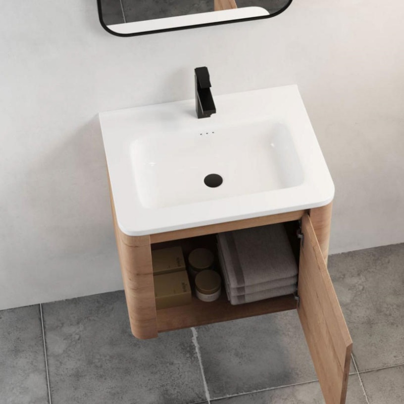 Modern Double Basin PVC Sink Bathroom Vanity Floor Standing Sink Bathroom Washbasin Cabinet