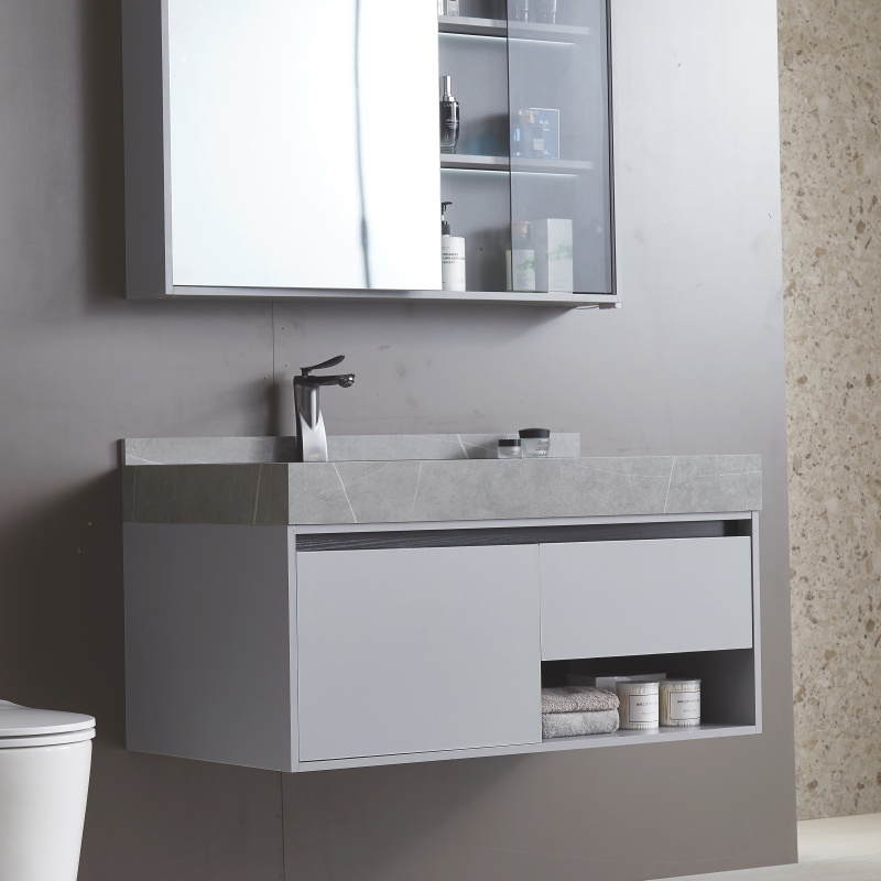 Floor Mounted Luxury Modern Hotel Bathroom Cabinet Set with Sink