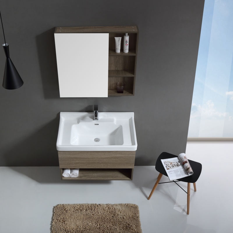 Sanitary Ware Wall Mounted Two Drawer PVC Washbasin Bathroom Cabinet with Handles