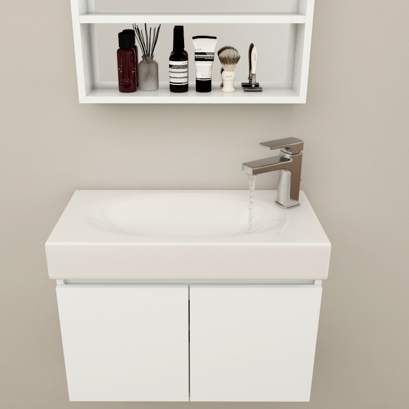 Stylish Home Furniture Affordable Vanity PVC Bathroom Cabinet with Ceramic Counter Top