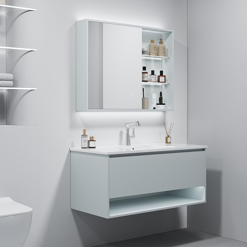High Quality Paint Free Grilled Hanging Bathroom Cabinet with Sink
