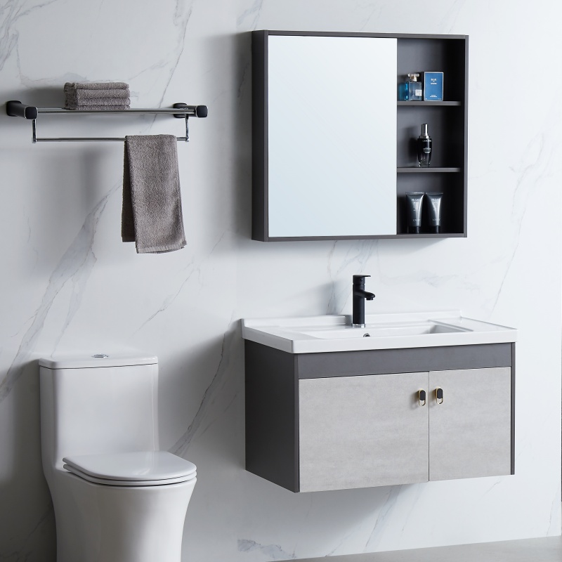Luxury White Hanging Grille Bathroom Cabinet Furniture Sink Bathroom Cabinet