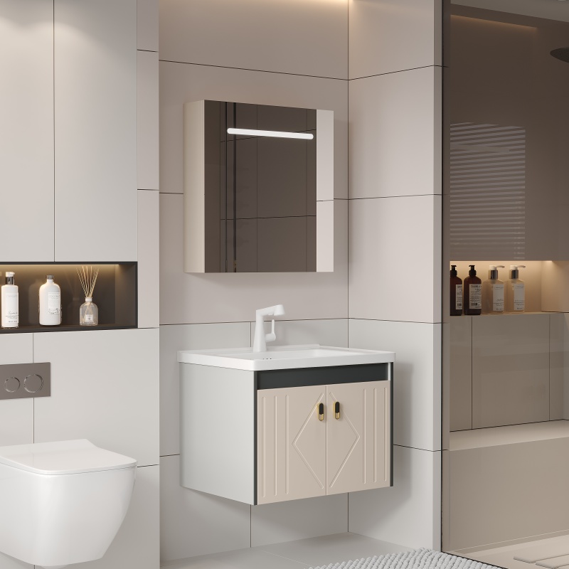 Modern Small MDF PVC Free Standing Shower Bathroom Furniture Cabinet Set White Bathroom Vality