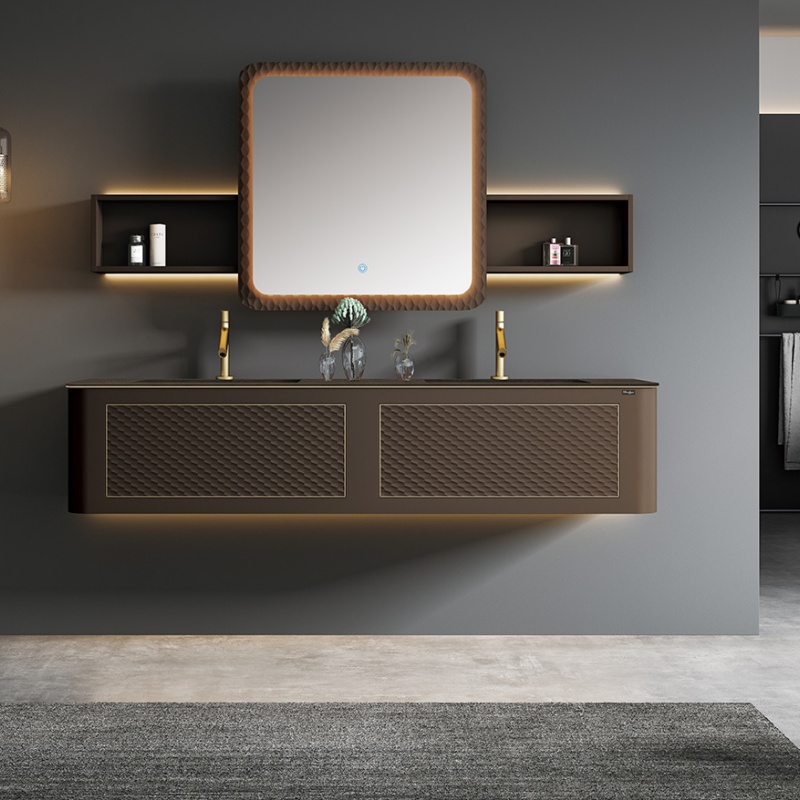Foshan Factory's Rectangular Mirror Vintage Cabinet Design Solid Wood Waterproof Bathroom Cabinet