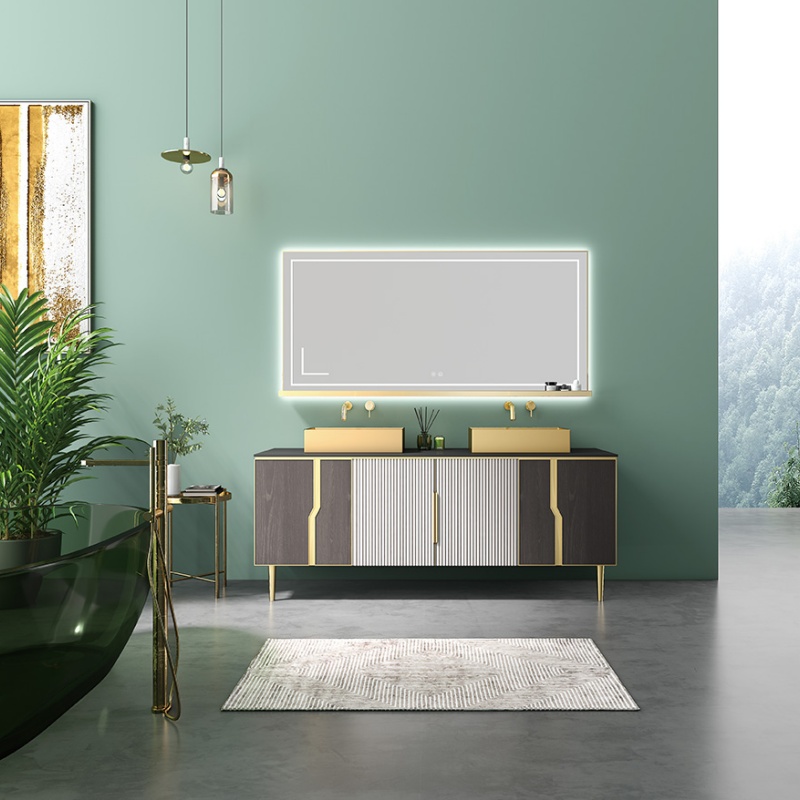 High Quality Modern Plywood Solid Wood Wall Mounted Bathroom Vanity Cabinet