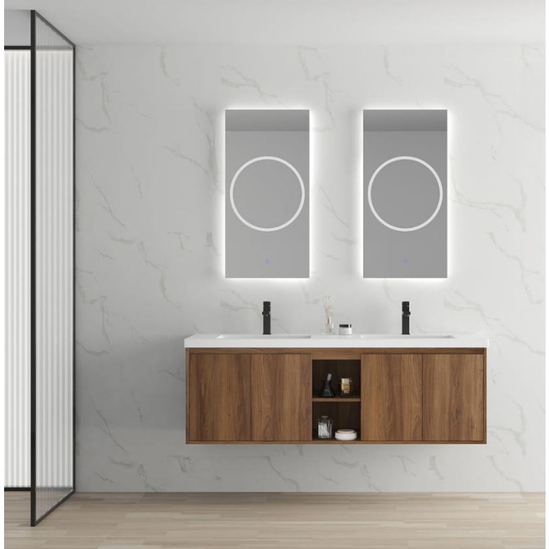Durable Home Furniture LED Light Sanitary Ware Bathroom Cabinet with Basin