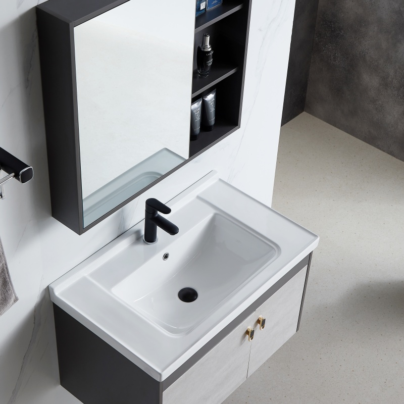 Luxury White Hanging Grille Bathroom Cabinet Furniture Sink Bathroom Cabinet