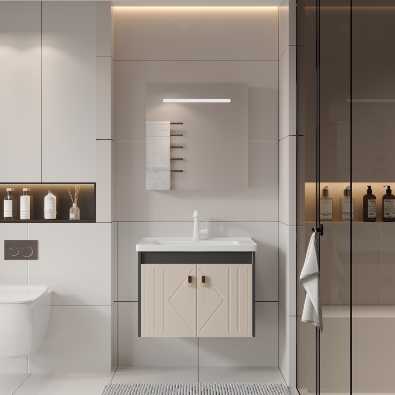 Modern Bathroom Vanity 36 Inch PVC Material Free Standing Bathroom Cabinet