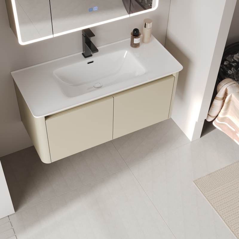 American Style Large Capacity Independent PVC Bathroom Cabinet Set with Washbasin