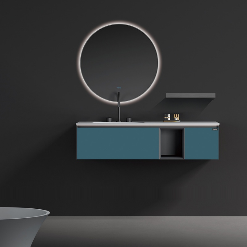 Luxury Bathroom Furniture Single Sink Painting Plywood Bath Vanity with LED Mirror