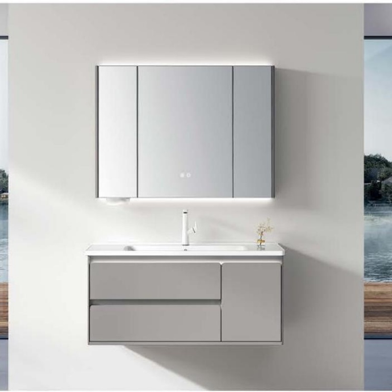 Durable Sanitary Ware Vanity PVC Bathroom Cabinet with LED Light