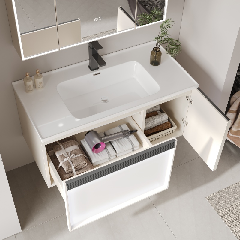 Factory PVC Custom Floor Standing Bathroom Furniture Cabinet Vanity with Sink