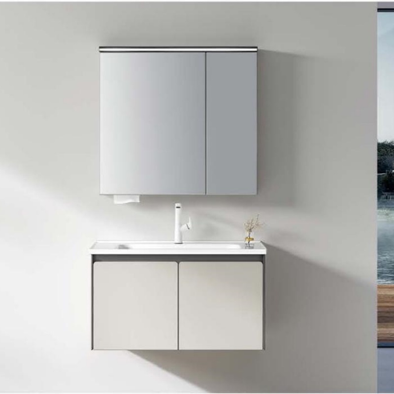 Durable Sanitary Ware Vanity PVC Bathroom Cabinet with LED Light