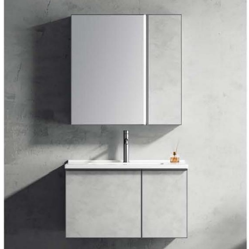 Simple Design PVC Bathroom Vanity with Ceramic Wash Basin