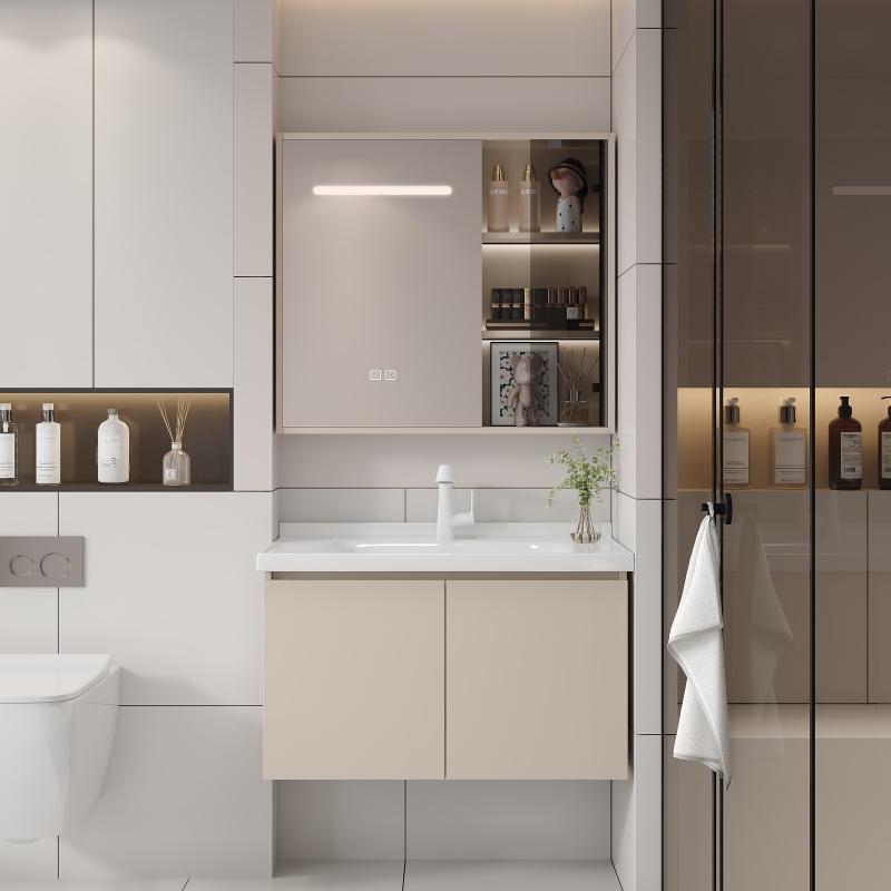 Matte Finish PVC Bathroom Cabinet with Spacious Internal Shelves