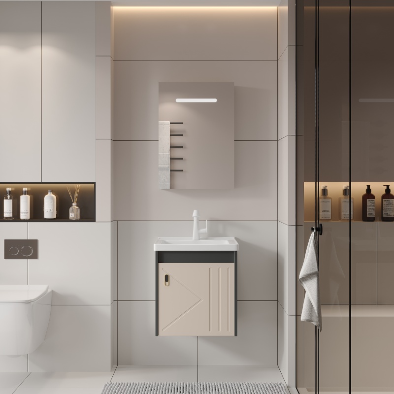 PVC Grilled Door Small Bathroom Toilet Cabinet with Tissue Holder Home Furniture