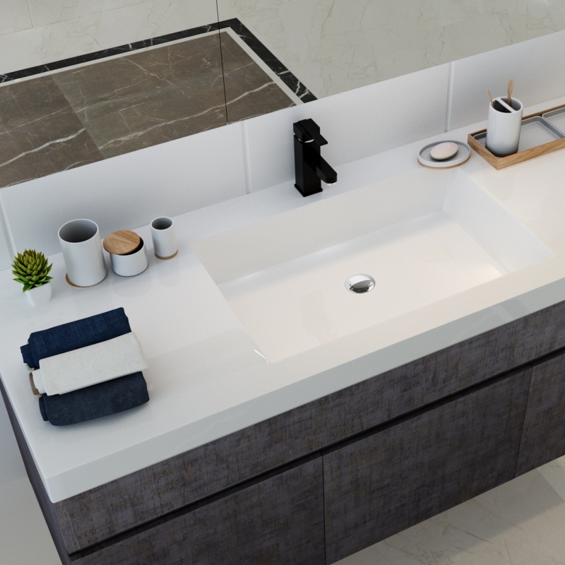 Natural Wood High Gloss White Design PVC Bathroom Cabinet with Modular Storage