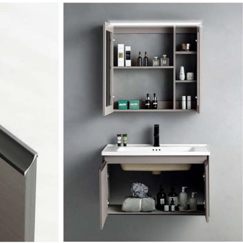 80cm Home Furniture Waterproof Cabinet PVC LED Light Bathroom Vanity