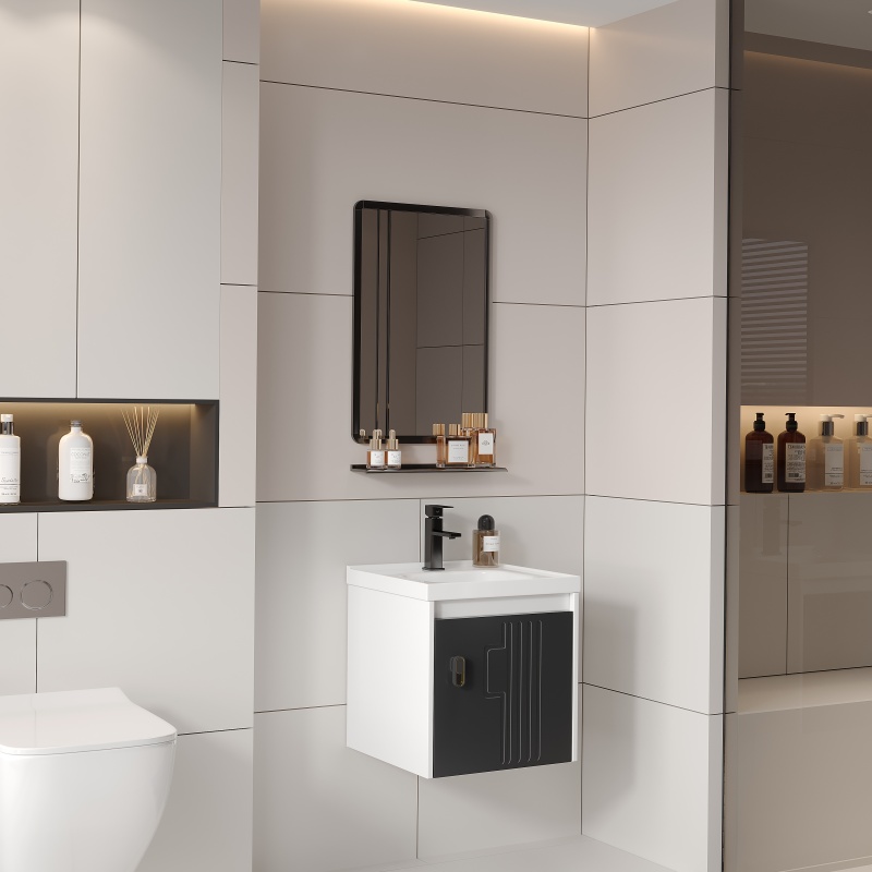 Hotel PVC Bathroom Vanities Wholesale Small Bathroom Cabinet Wall Mounted with Sink