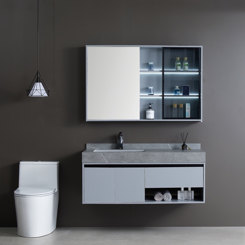 Matte Finish PVC Bathroom Cabinet with Spacious Internal Shelves
