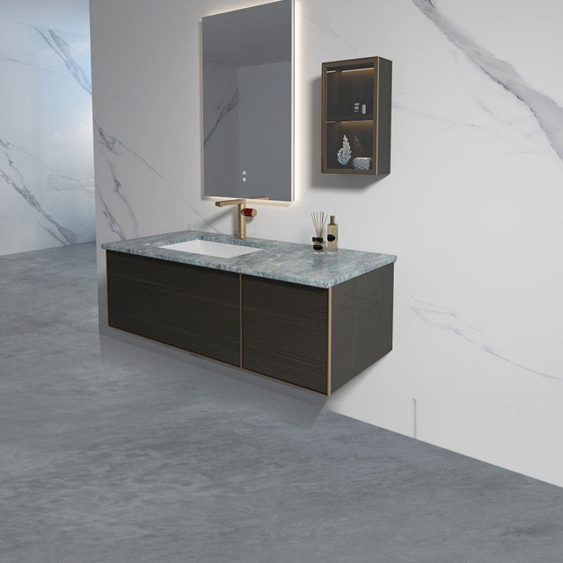 Factory-Direct Sale Rectangular Makeup Mirror with Simple Lines Design Solid Wood Bathroom Cabinet