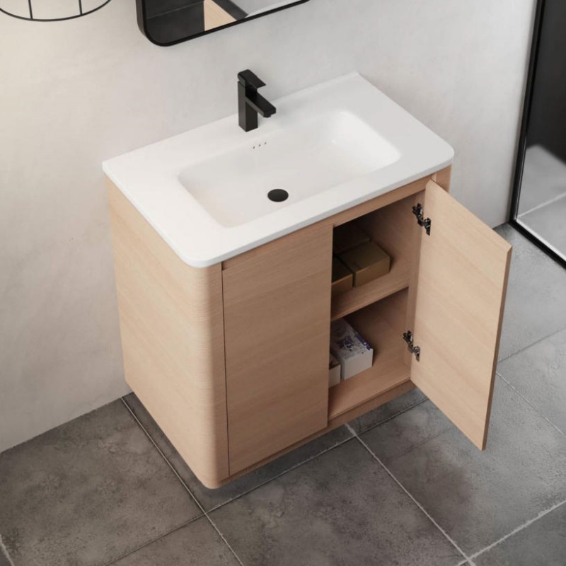 Modern Double Basin PVC Sink Bathroom Vanity Floor Standing Sink Bathroom Washbasin Cabinet