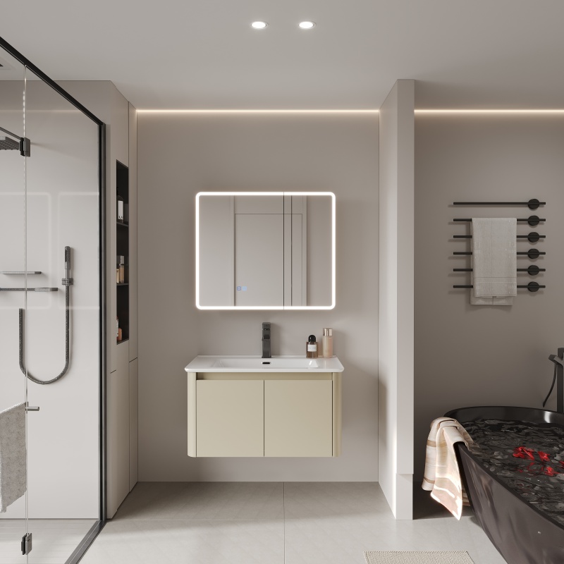 American Style Large Capacity Independent PVC Bathroom Cabinet Set with Washbasin