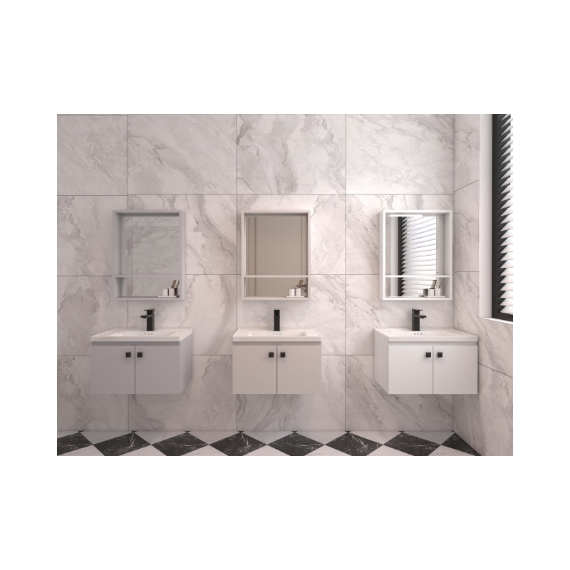 Wall Mount Storage White Small Apartment Compact Vanity Cabinet with Ceramic Sink