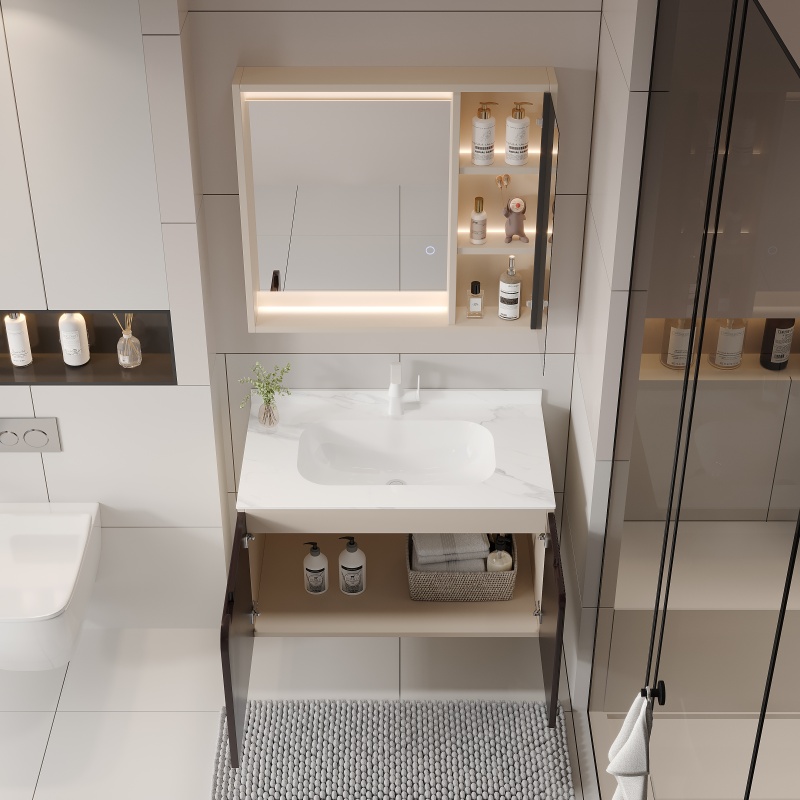 Hotel PVC Bathroom Vanities Wholesale Small Bathroom Cabinet Wall Mounted with Sink