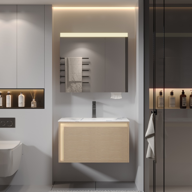 Modern PVC Bathroom Cabinet with Ample Storage Space for Organizing